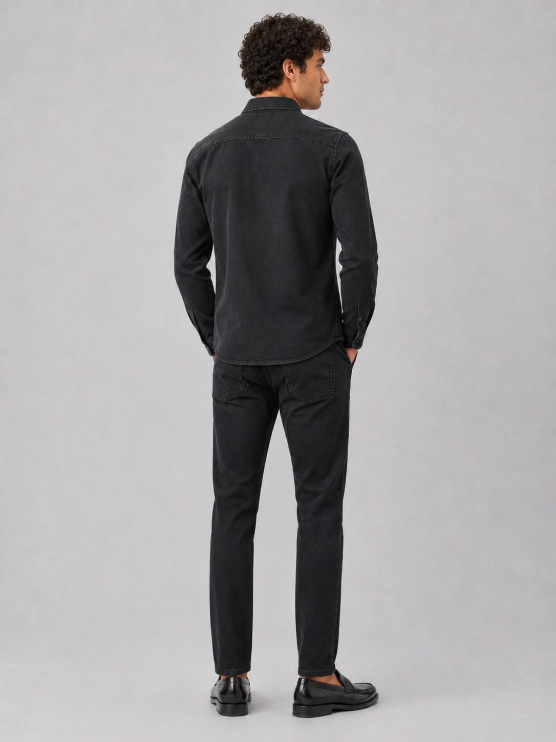 Men’s Long Sleeve Work Shirt Cotton Washed Double Pocket Casual Button-Up