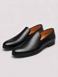 Men’s Black Leather Driving Loafers Lightweight Comfortable Slip-On Casual Shoes for Business Casual, Wedding and Formal Wear