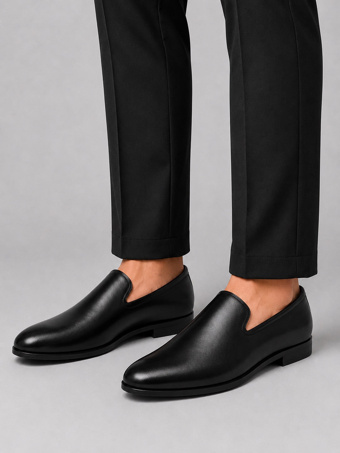 Men’s Black Leather Driving Loafers Lightweight Comfortable Slip-On Casual Shoes for Business Casual, Wedding and Formal Wear