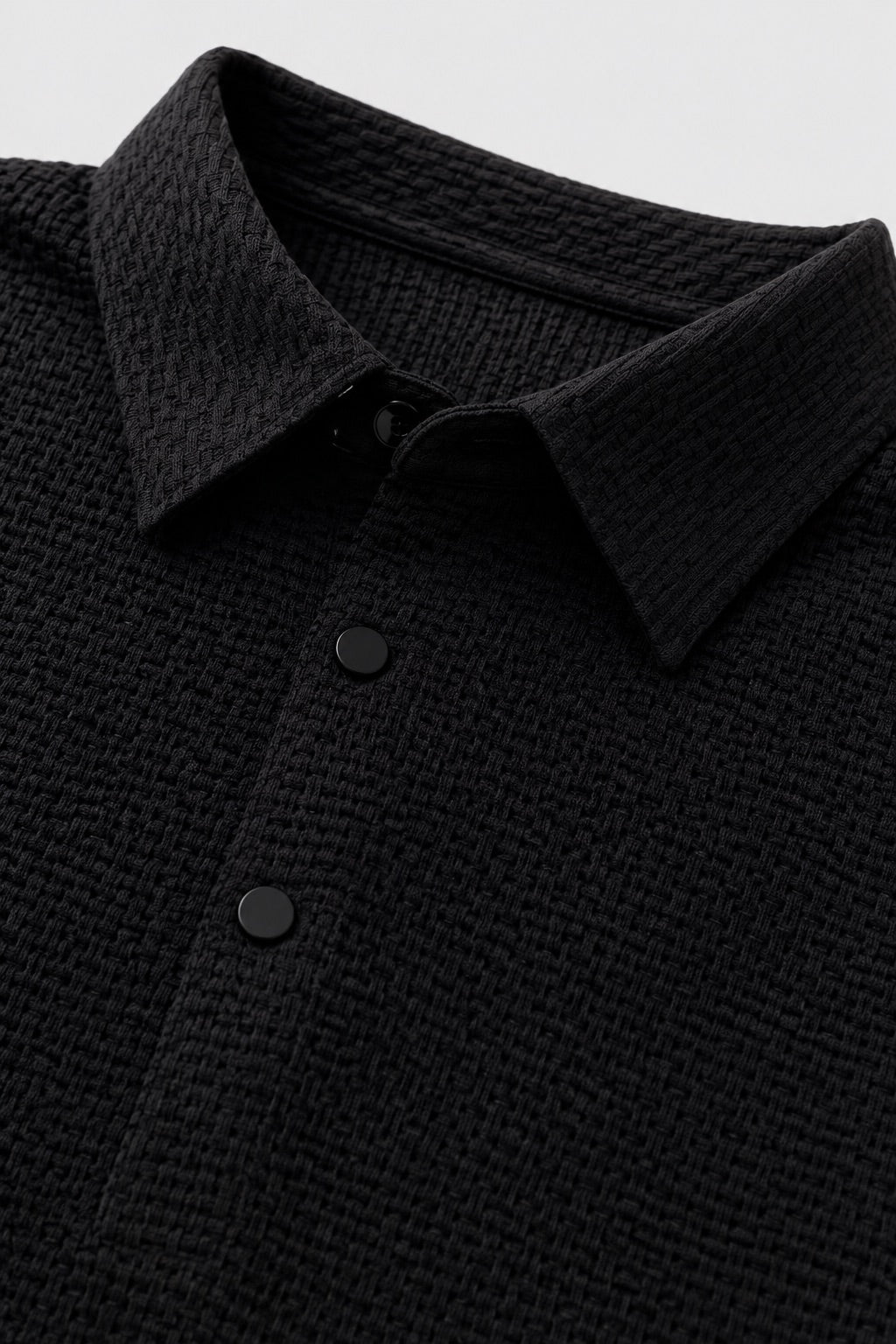 Men’s Textured Knit Polo Shirt Short Sleeve Button Placket Lightweight Summer Top for Business Casual and Smart Casual Wear