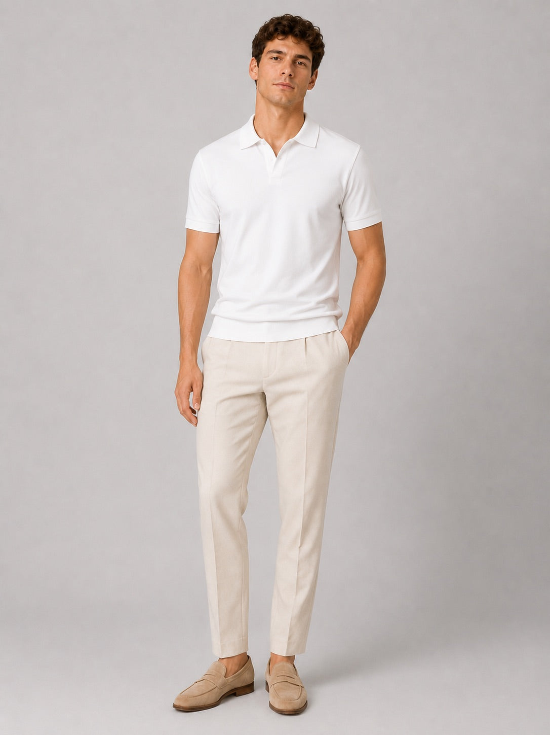 Men’s Silky Touch Polo Shirt Breathable Soft Solid Colour Summer Top for Casual Cool Comfort Vacation and Business Casual Wear