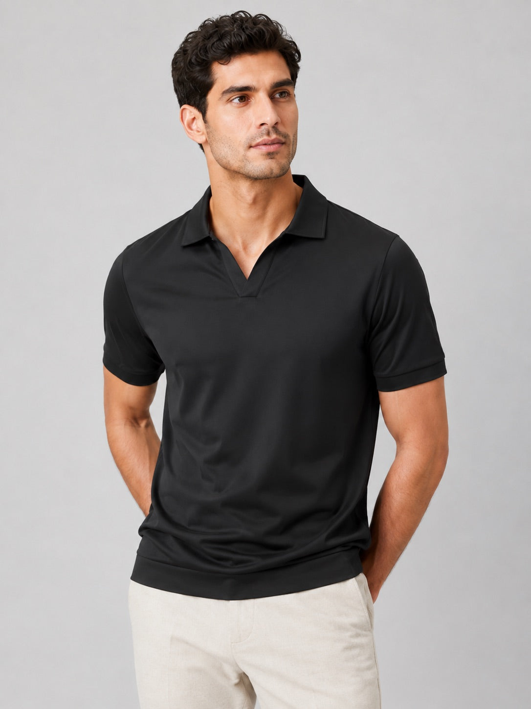Men’s Silky Touch Polo Shirt Breathable Soft Solid Colour Summer Top for Casual Cool Comfort Vacation and Business Casual Wear