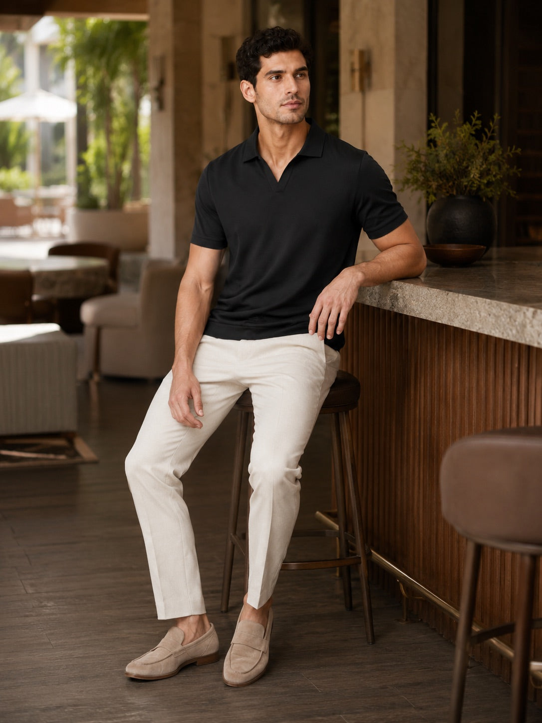 Men’s Silky Touch Polo Shirt Breathable Soft Solid Colour Summer Top for Casual Cool Comfort Vacation and Business Casual Wear