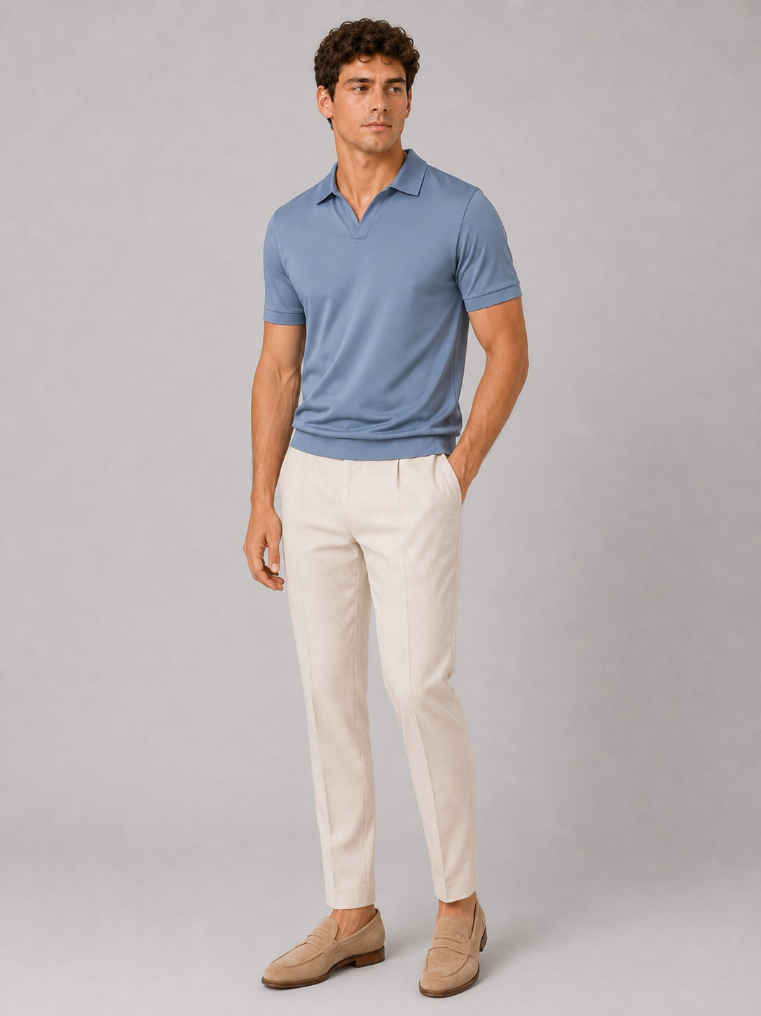 Men’s Silky Touch Polo Shirt Breathable Soft Solid Colour Summer Top for Casual Cool Comfort Vacation and Business Casual Wear