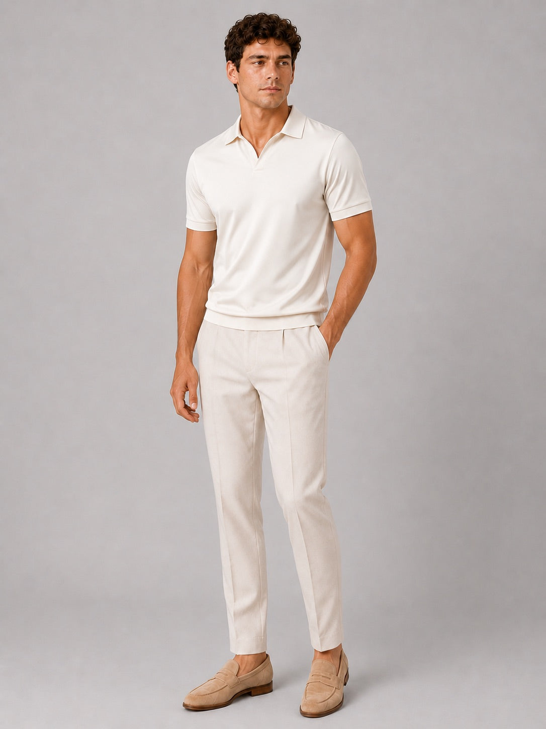Men’s Silky Touch Polo Shirt Breathable Soft Solid Colour Summer Top for Casual Cool Comfort Vacation and Business Casual Wear