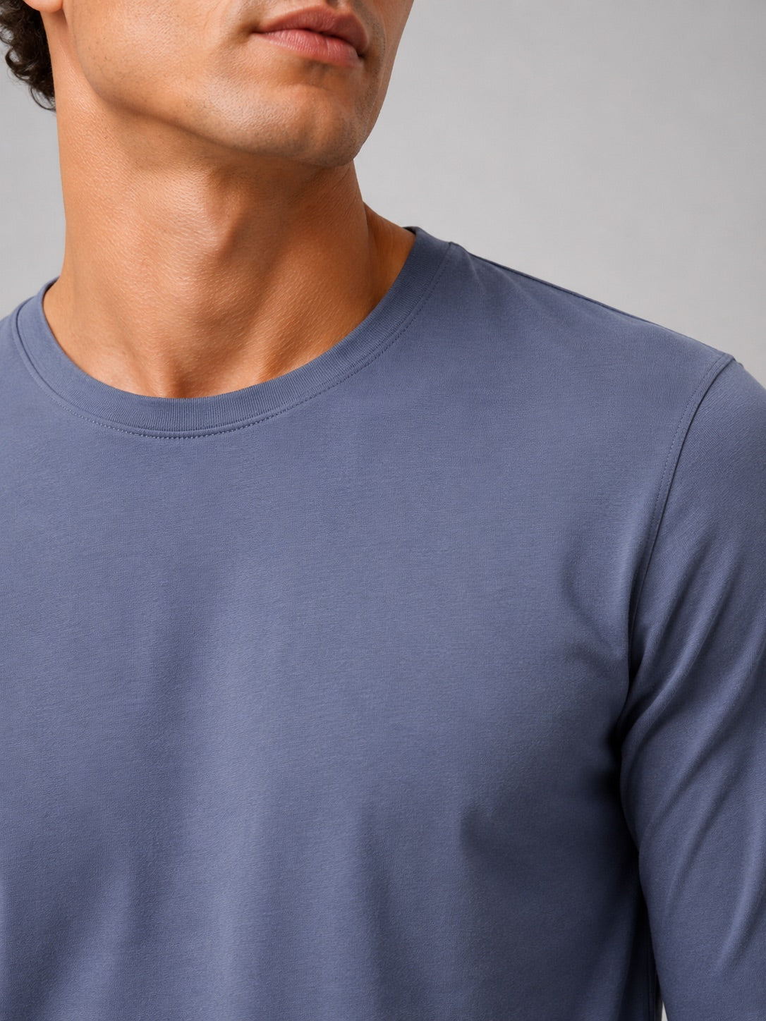 Men’s Fitted Long Sleeve T-Shirt Solid Colour Spring Casual Crew Neck Basic Top
