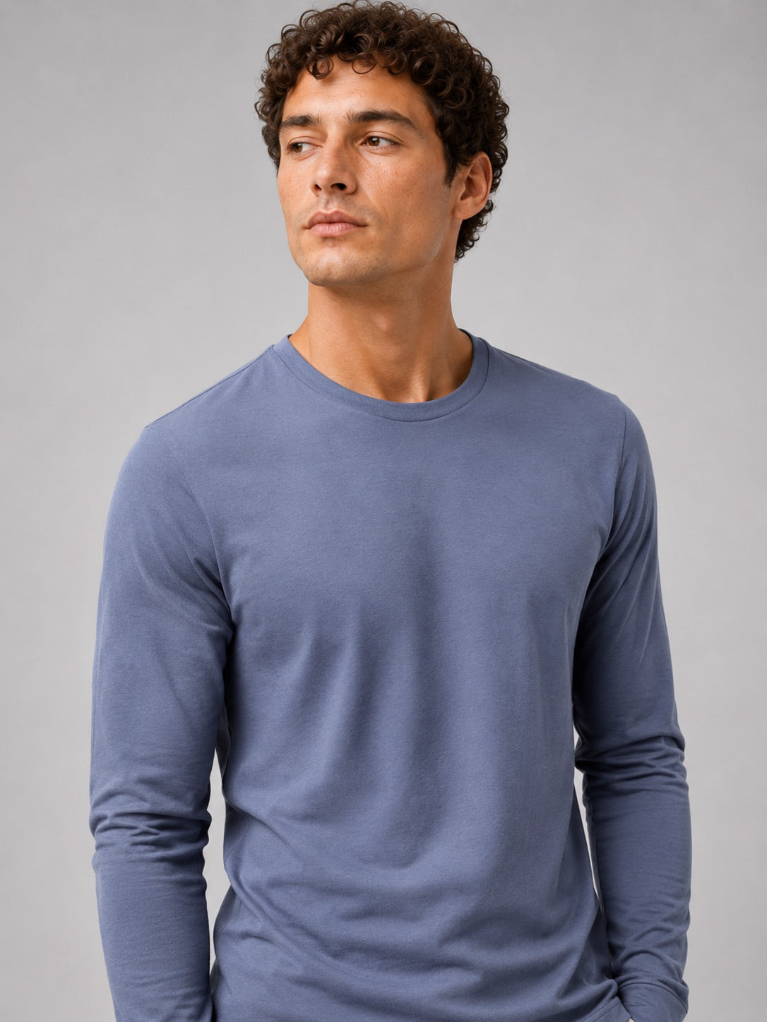 Men’s Fitted Long Sleeve T-Shirt Solid Colour Spring Casual Crew Neck Basic Top