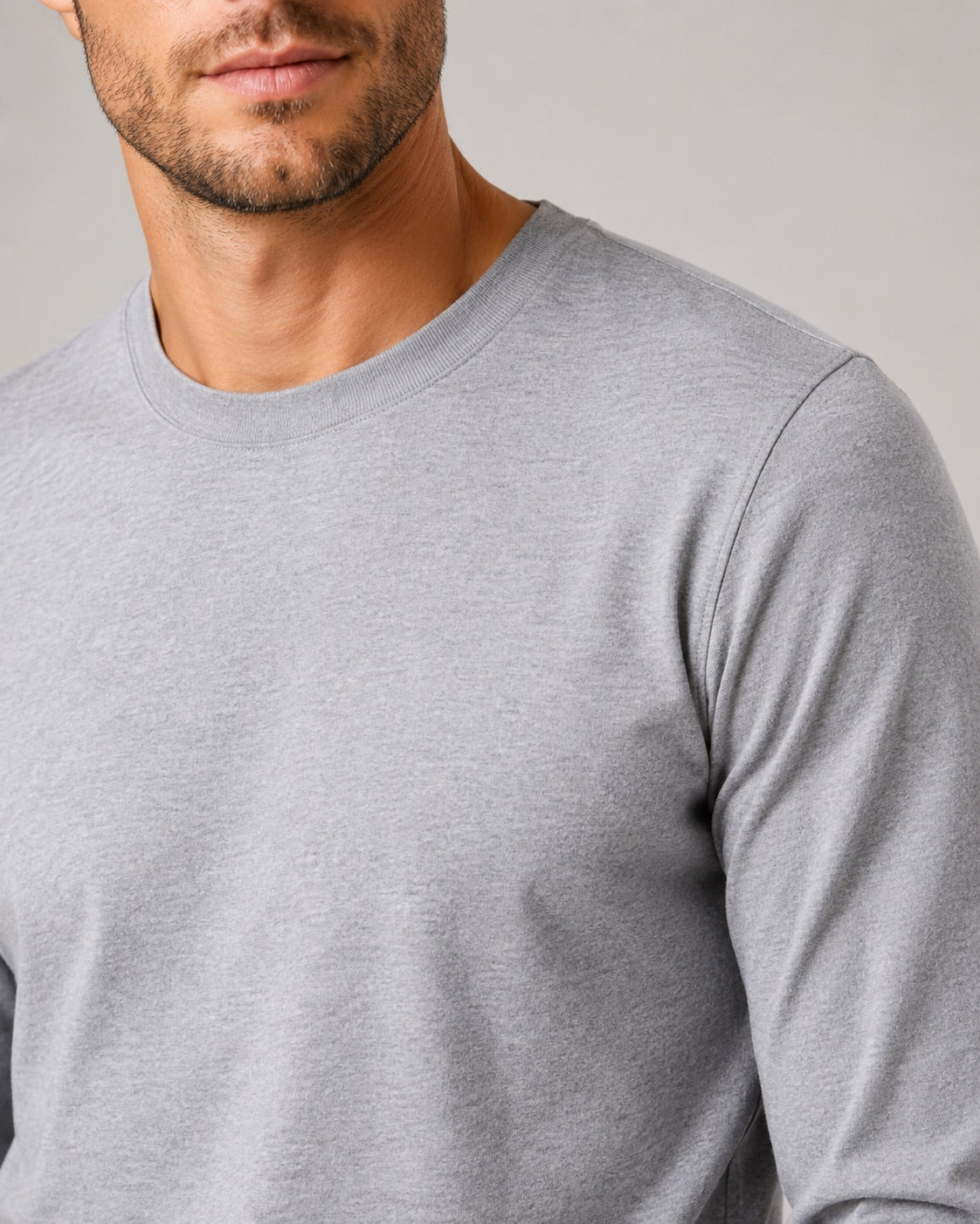 Men’s Fitted Long Sleeve T-Shirt Solid Colour Spring Casual Crew Neck Basic Top