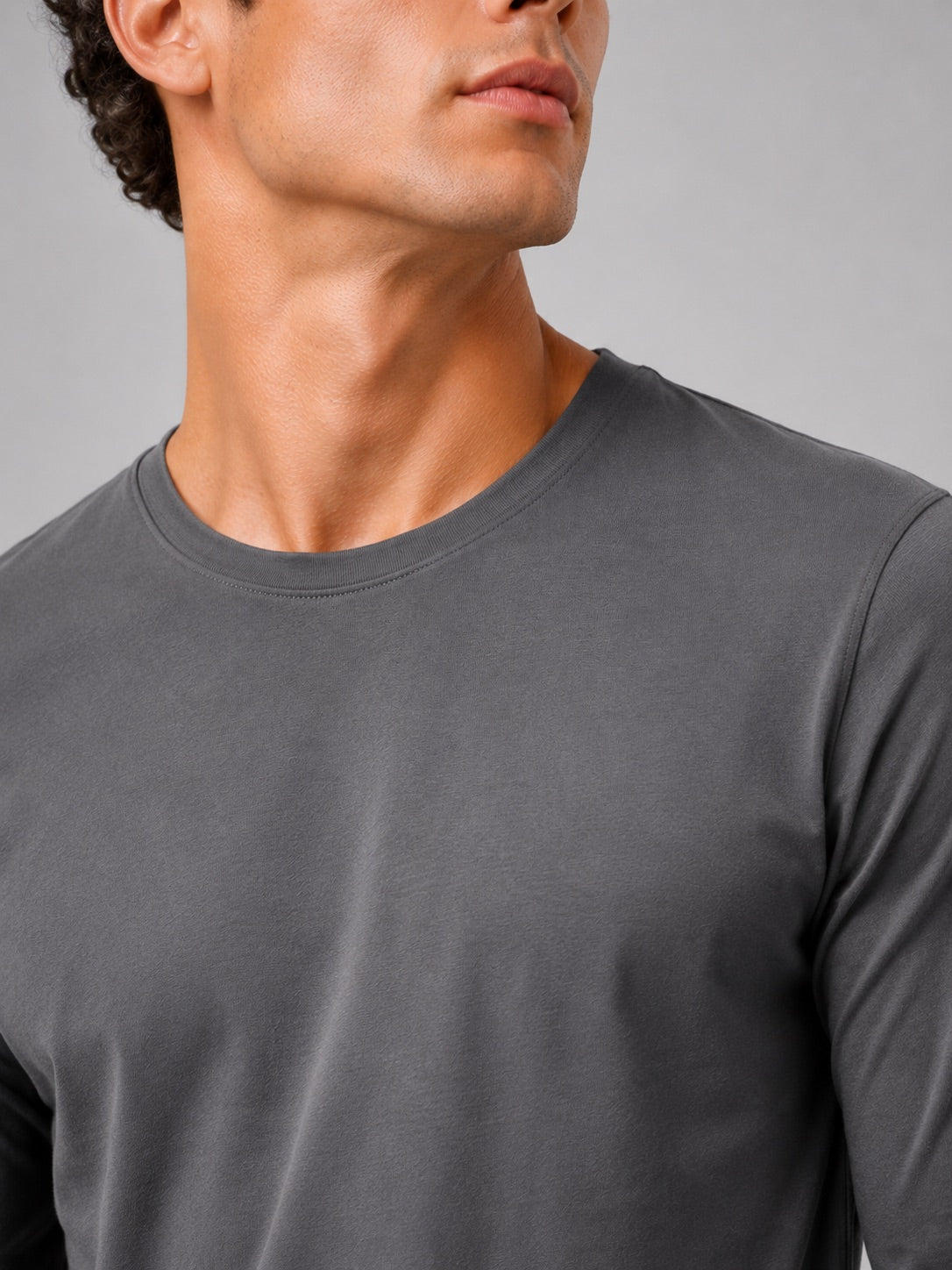 Men’s Fitted Long Sleeve T-Shirt Solid Colour Spring Casual Crew Neck Basic Top