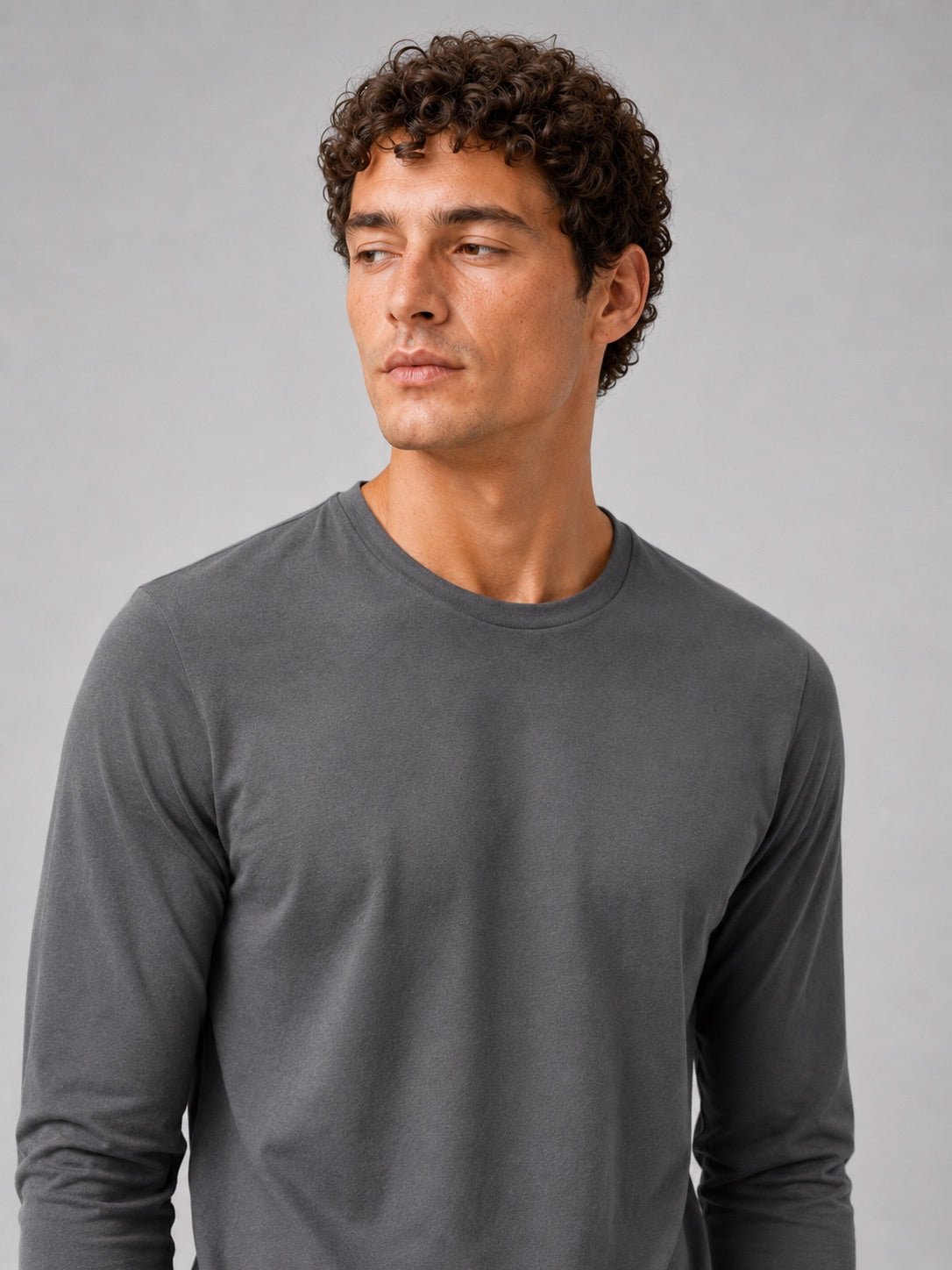 Men’s Fitted Long Sleeve T-Shirt Solid Colour Spring Casual Crew Neck Basic Top