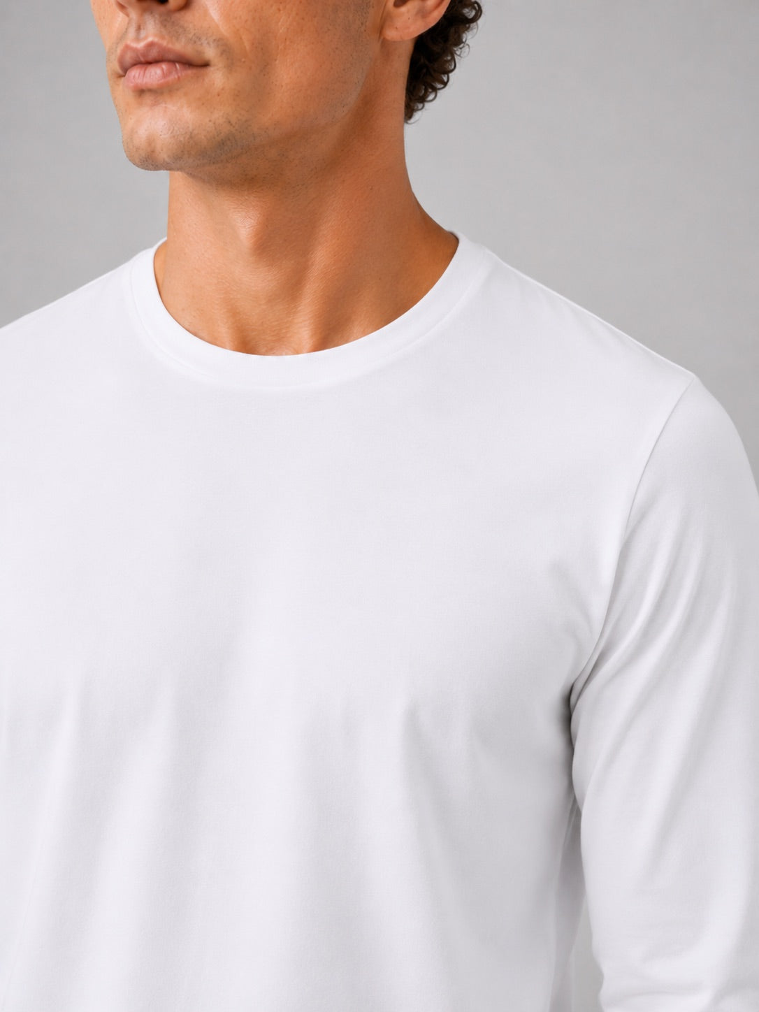 Men’s Fitted Long Sleeve T-Shirt Solid Colour Spring Casual Crew Neck Basic Top