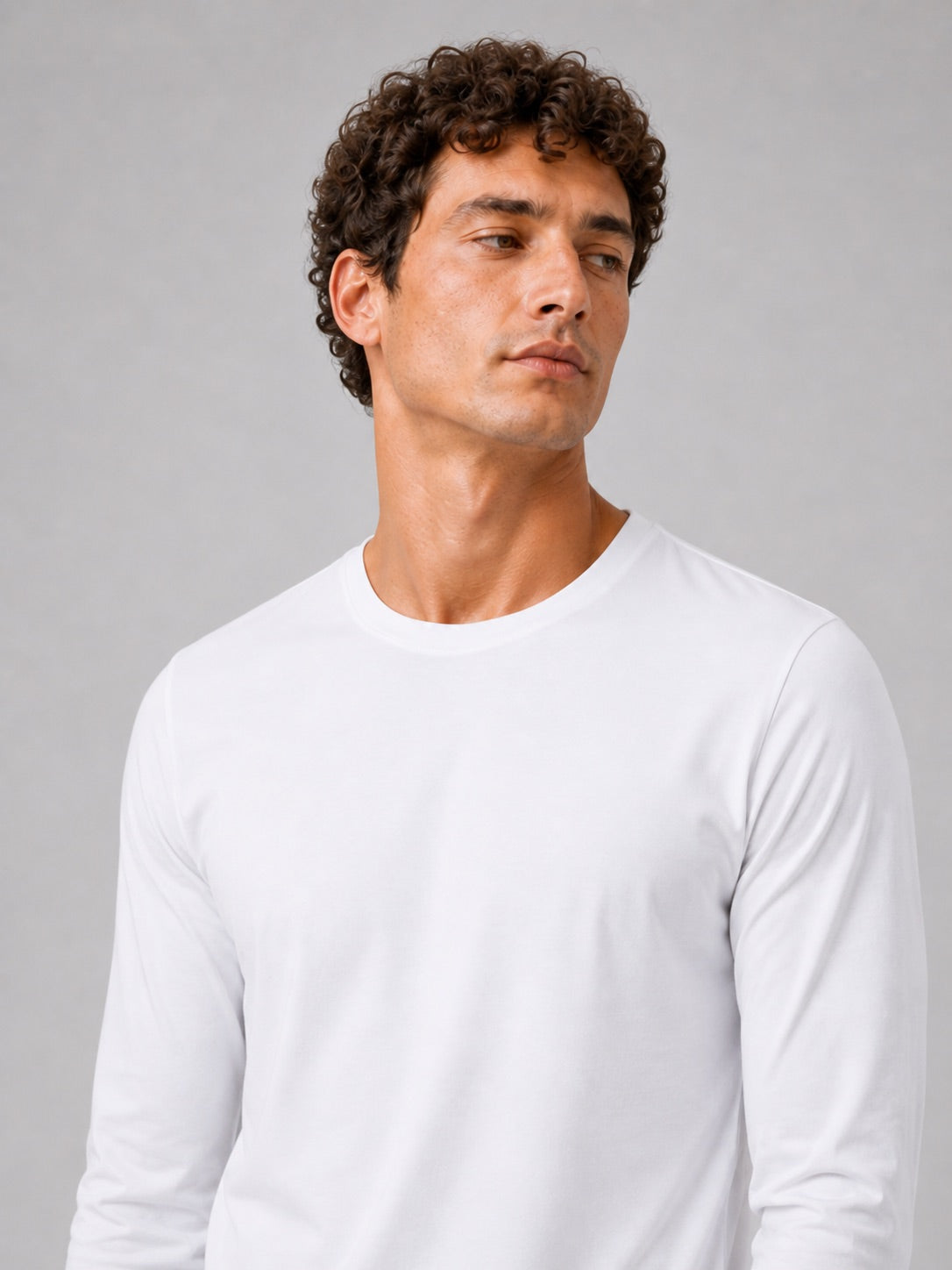 Men’s Fitted Long Sleeve T-Shirt Solid Colour Spring Casual Crew Neck Basic Top