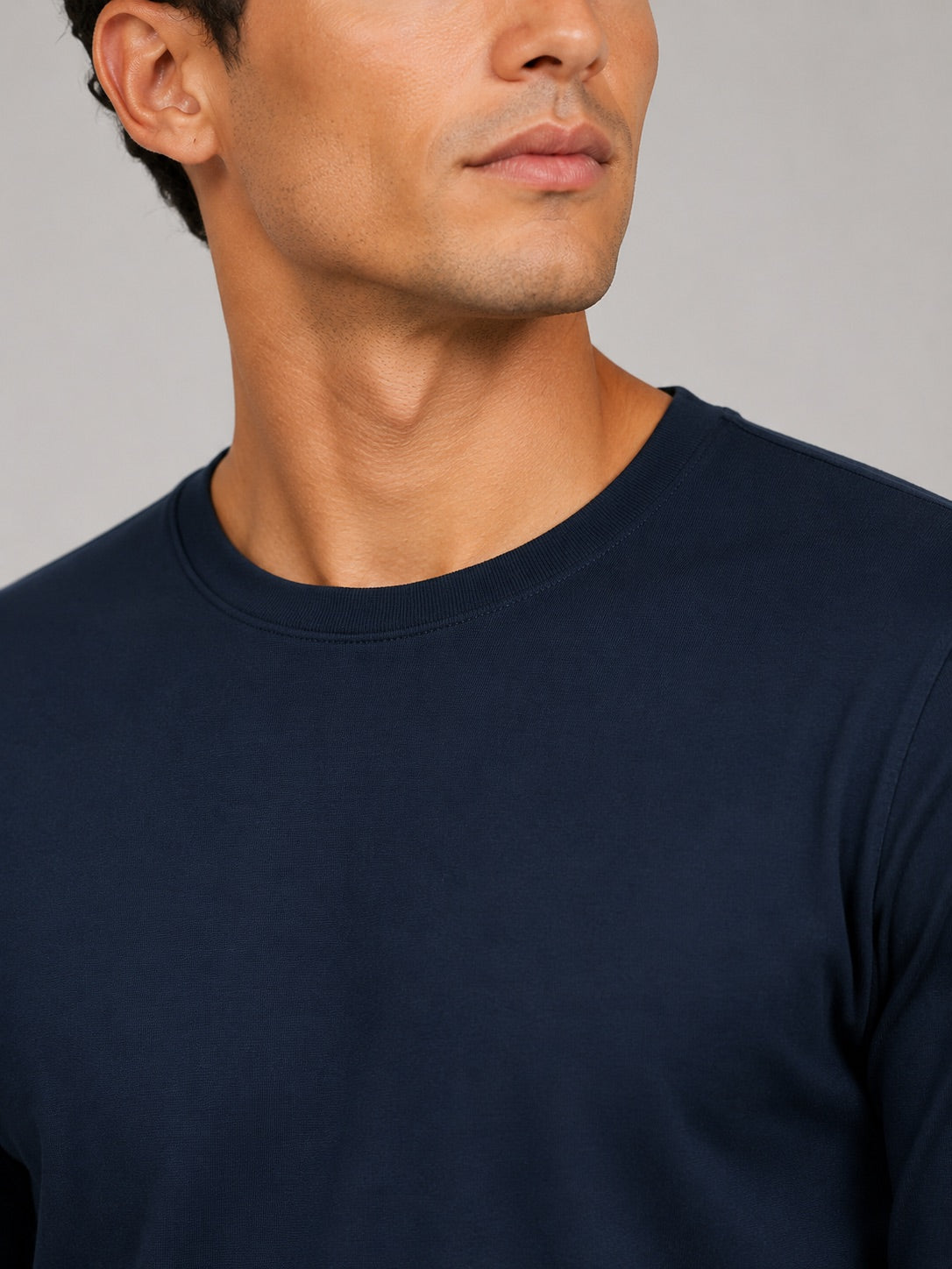 Men’s Fitted Long Sleeve T-Shirt Solid Colour Spring Casual Crew Neck Basic Top