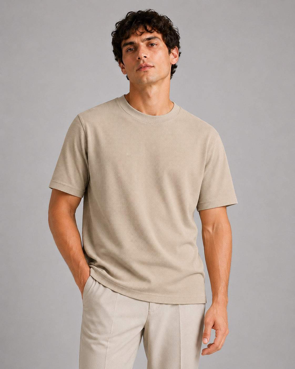 Men’s Waffle Knit T-Shirt Crew Neck Short Sleeve Lightweight Summer Tee Relaxed Fit Casual Textured Top