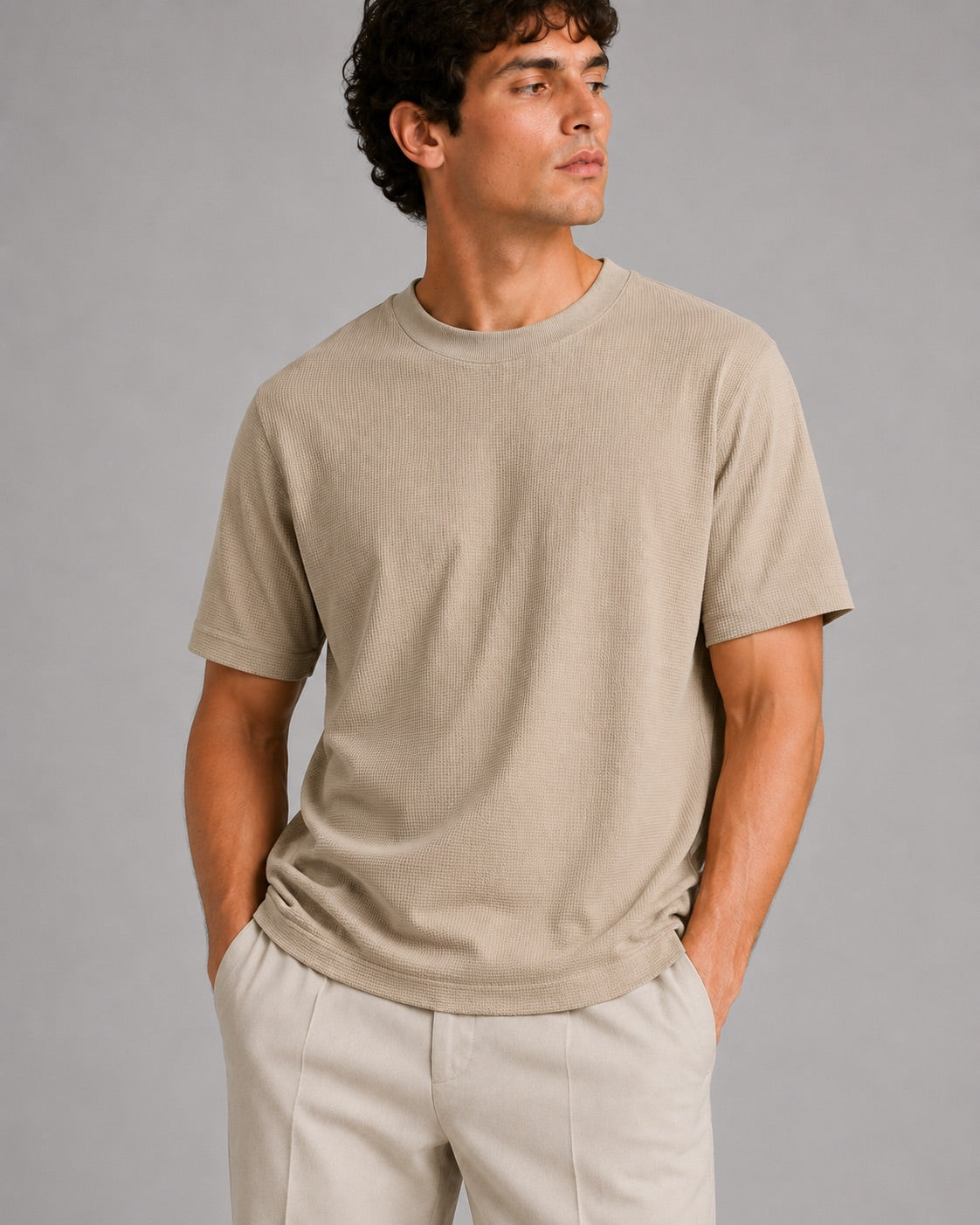Men’s Waffle Knit T-Shirt Crew Neck Short Sleeve Lightweight Summer Tee Relaxed Fit Casual Textured Top