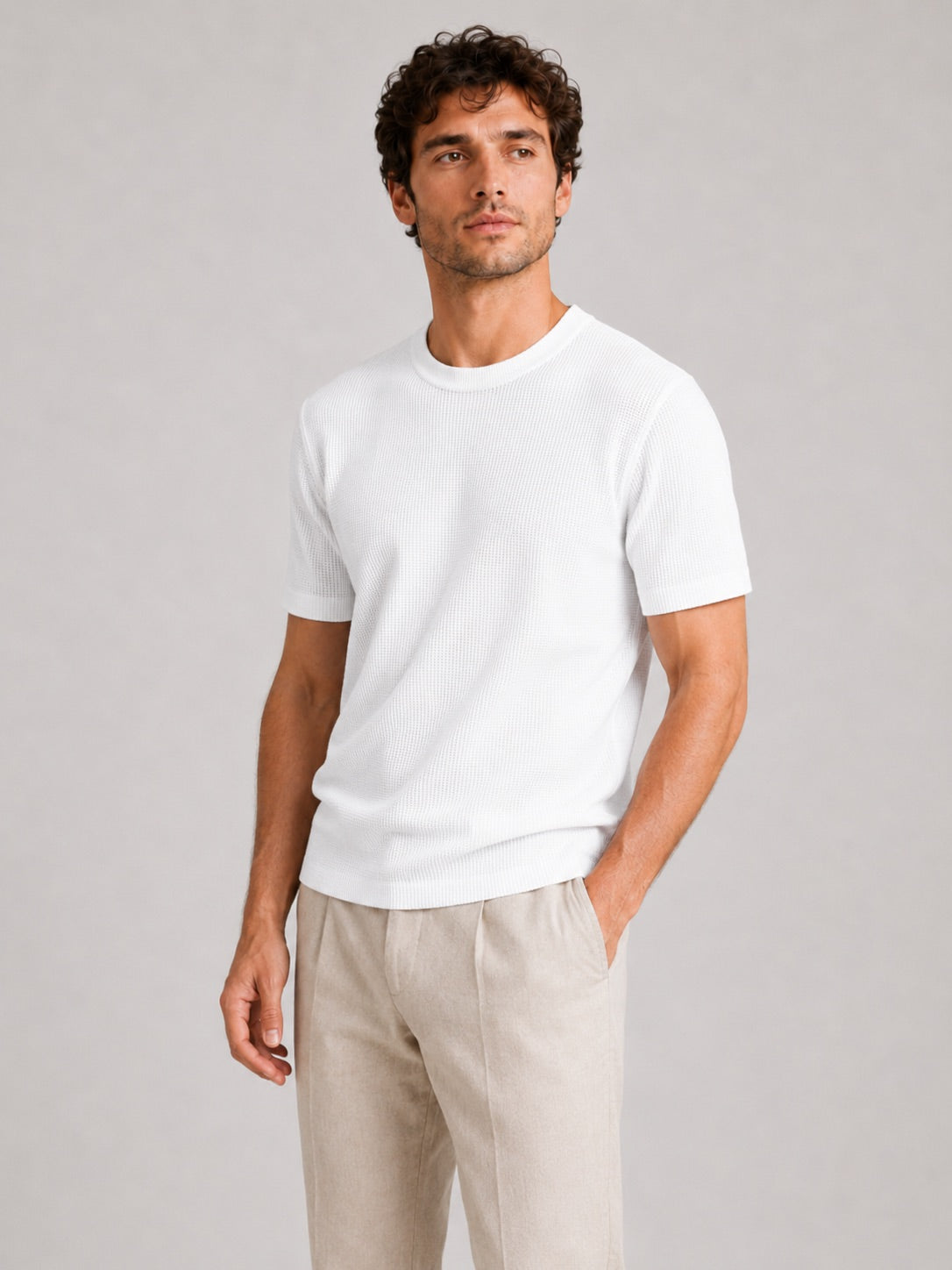 Men’s Waffle Knit T-Shirt Crew Neck Short Sleeve Lightweight Summer Tee Relaxed Fit Casual Textured Top