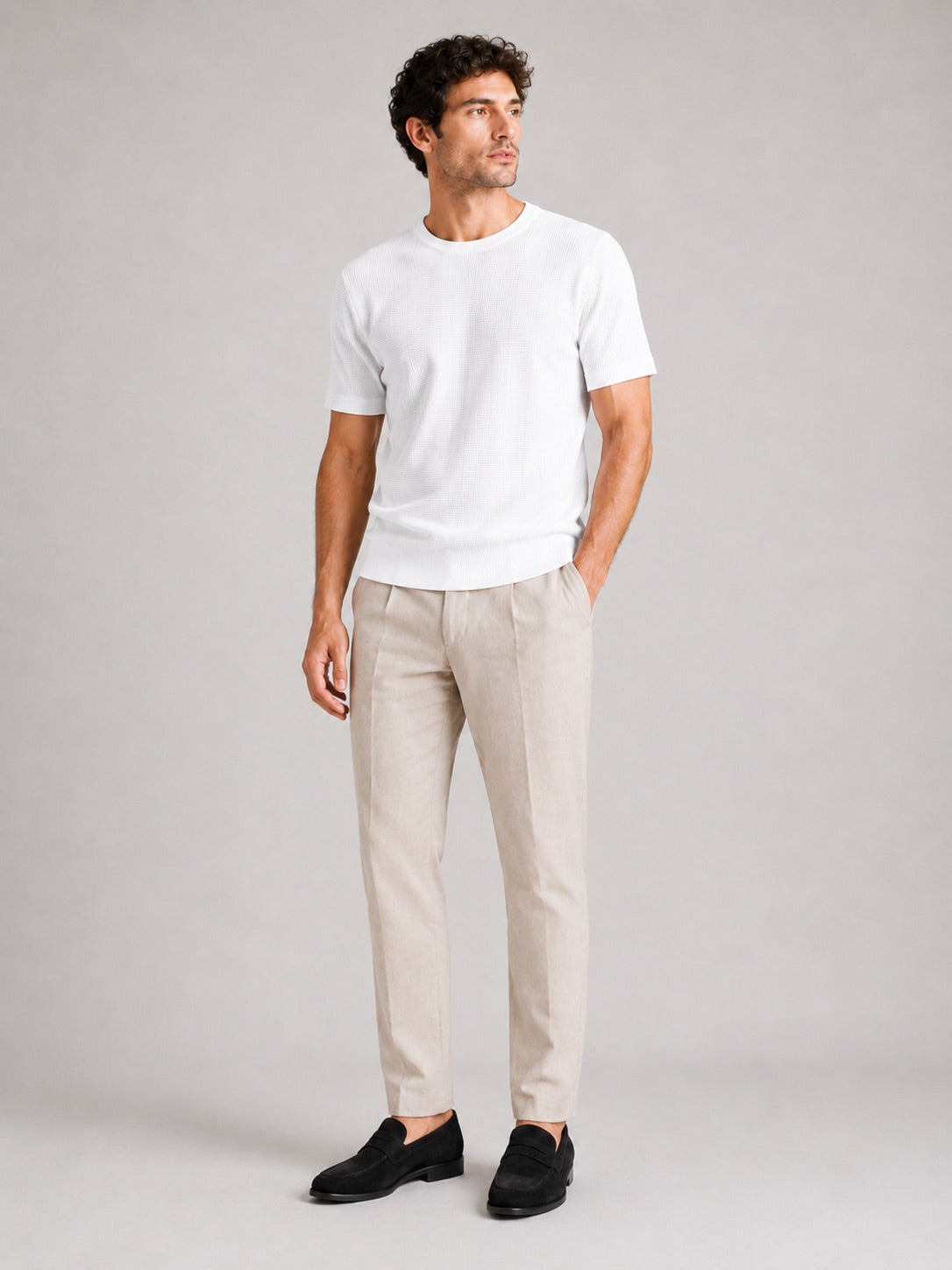 Men’s Waffle Knit T-Shirt Crew Neck Short Sleeve Lightweight Summer Tee Relaxed Fit Casual Textured Top