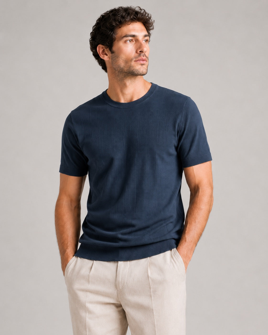 Men’s Waffle Knit T-Shirt Crew Neck Short Sleeve Lightweight Summer Tee Relaxed Fit Casual Textured Top