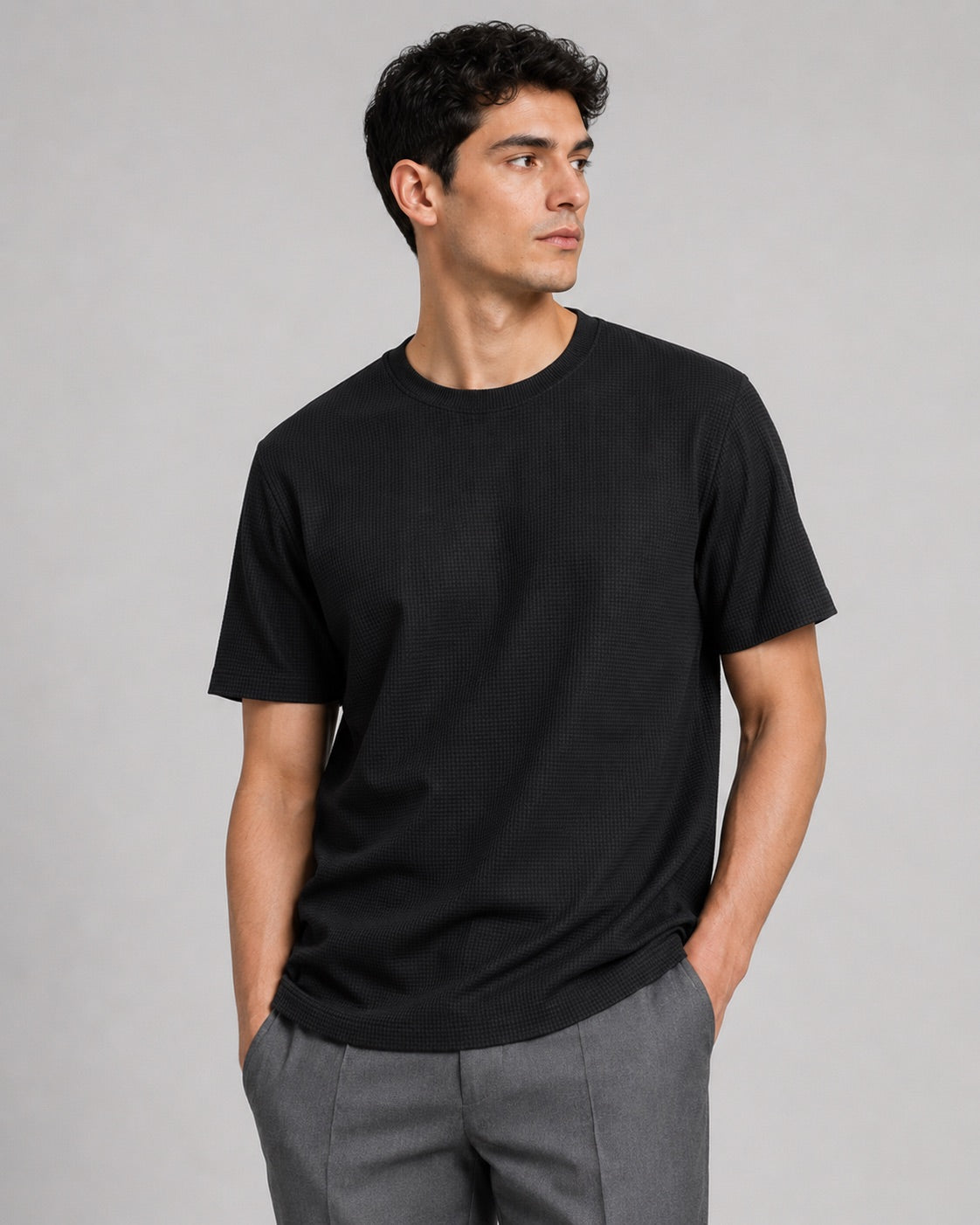 Men’s Waffle Knit T-Shirt Crew Neck Short Sleeve Lightweight Summer Tee Relaxed Fit Casual Textured Top
