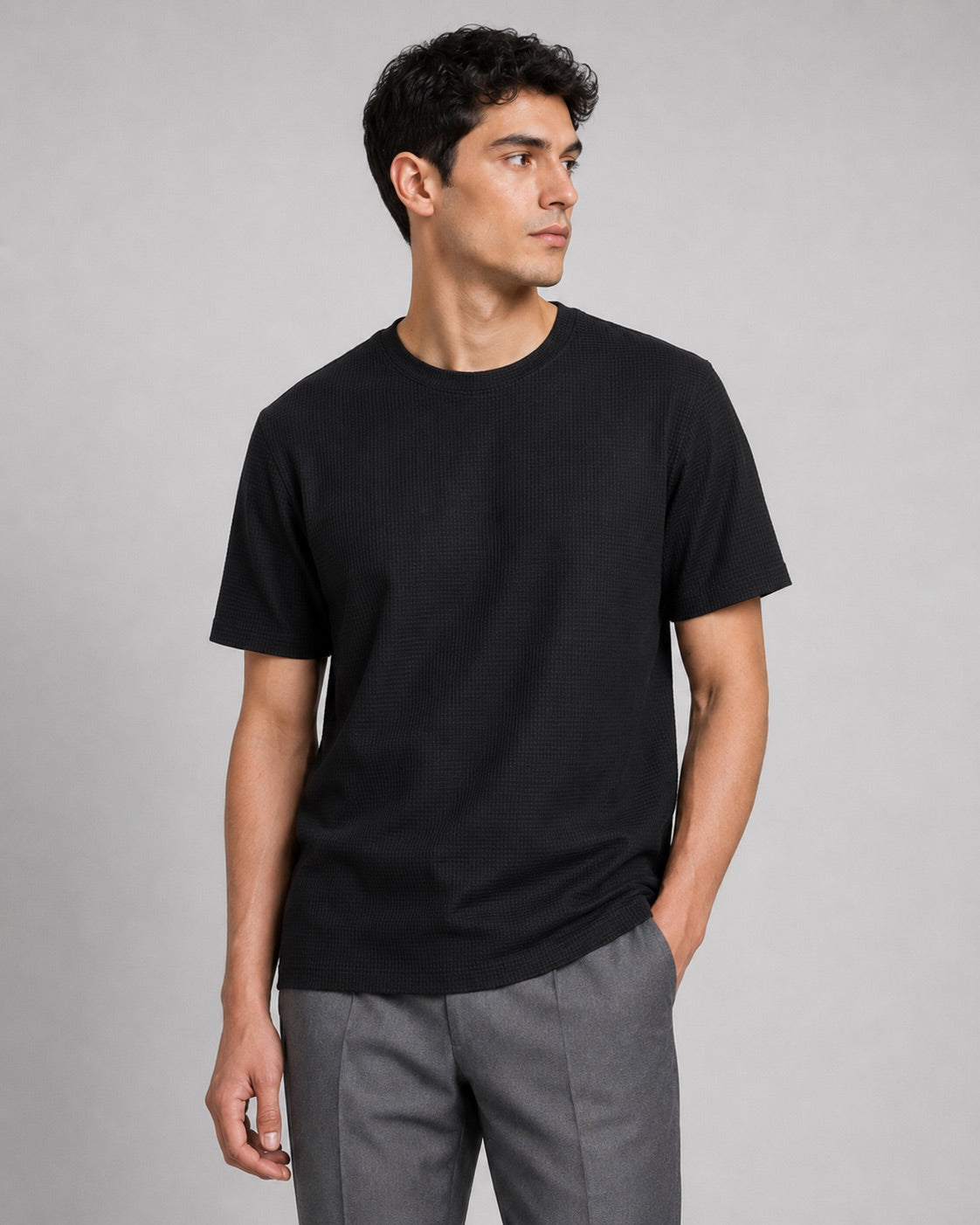 Men’s Waffle Knit T-Shirt Crew Neck Short Sleeve Lightweight Summer Tee Relaxed Fit Casual Textured Top