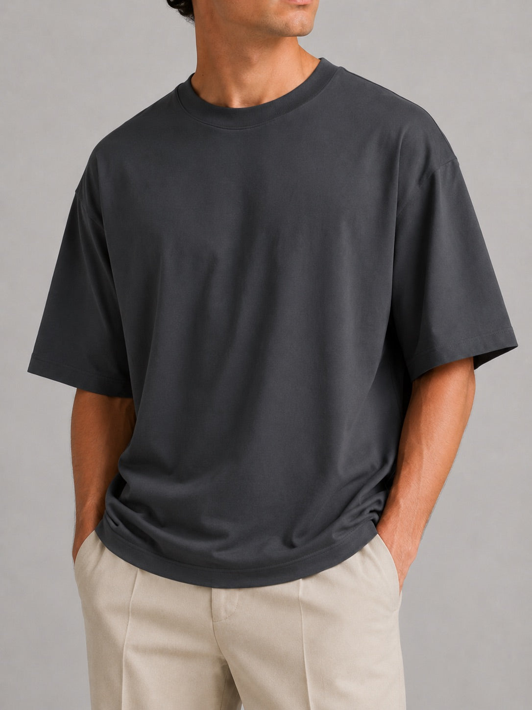 Men’s Oversized Crew Neck T-Shirt Relaxed Fit Short Sleeve Summer Tee Lightweight Casual Basic Top