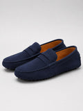 Men’s Suede Penny Loafers Genuine Leather Handmade Slip-On Driving Shoes Lightweight Casual Moc Toe Moccasins for Smart Casual Wear