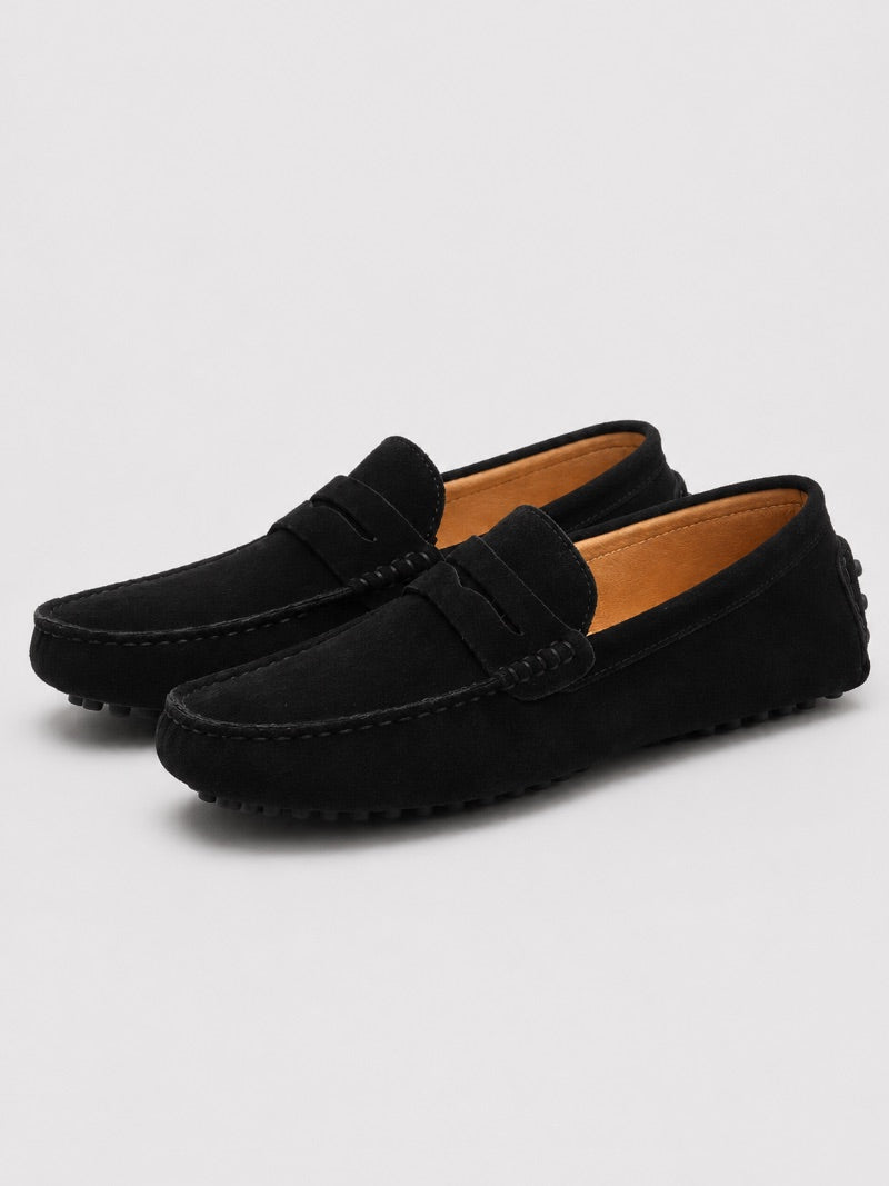 Men’s Suede Penny Loafers Genuine Leather Handmade Slip-On Driving Shoes Lightweight Casual Moc Toe Moccasins for Smart Casual Wear