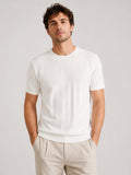 Men’s Knit T-Shirt Lightweight Fitted Short Sleeve Summer Top for Quiet Luxury Casual Style