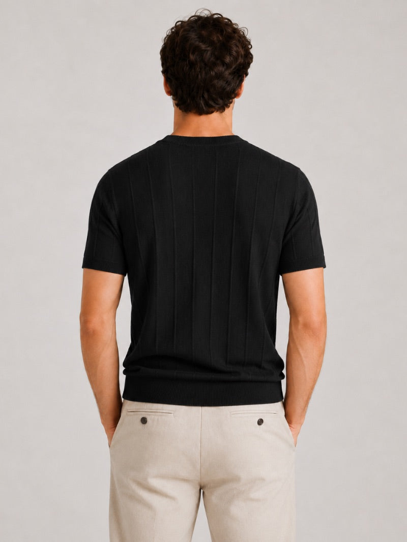 Men’s Knit T-Shirt Lightweight Fitted Short Sleeve Summer Top for Quiet Luxury Casual Style