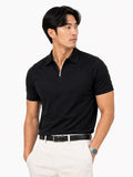 Men’s Quarter Zip Polo Shirt Short Sleeve Solid Colour Lightweight Summer Vacation Top Business Casual and Quiet Luxury Style