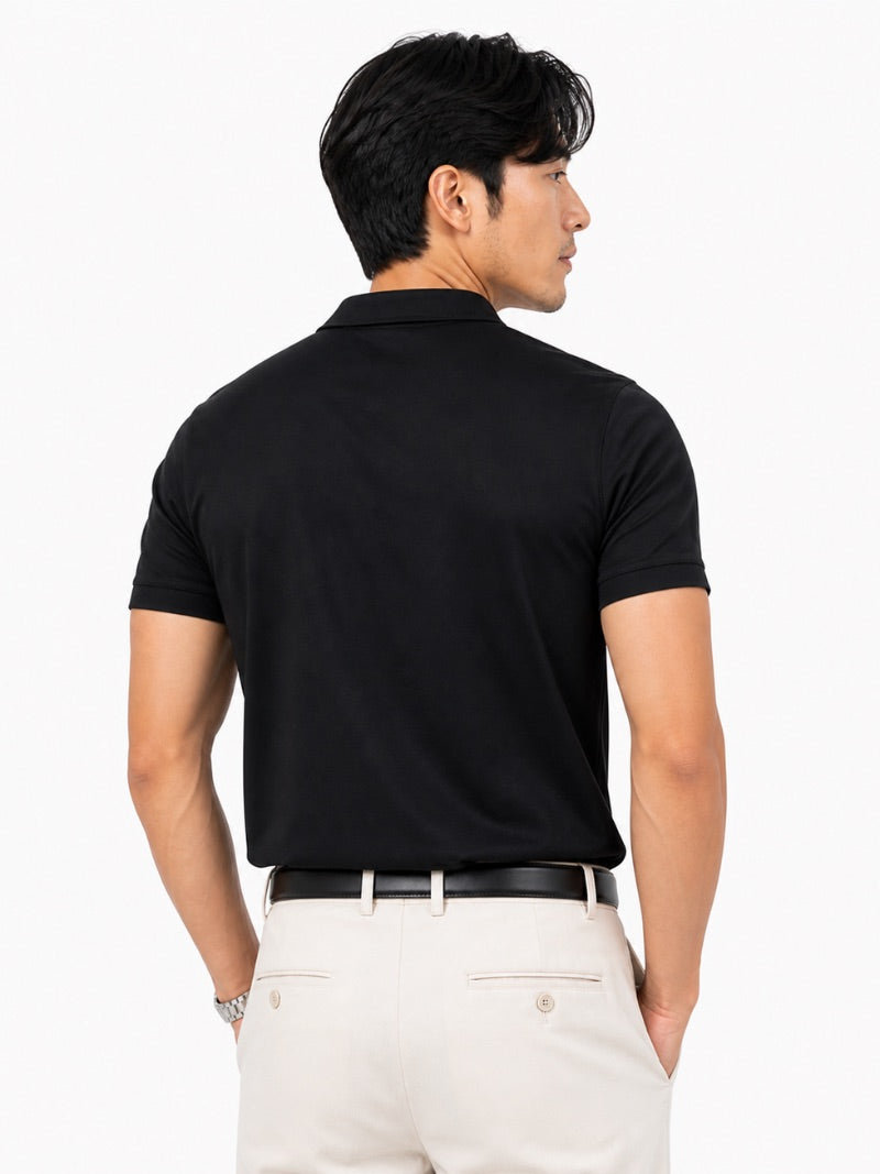 Men’s Quarter Zip Polo Shirt Short Sleeve Solid Colour Lightweight Summer Vacation Top Business Casual and Quiet Luxury Style