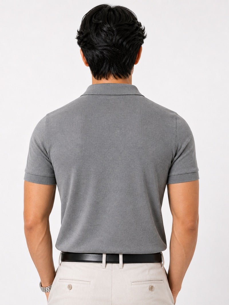Men’s Quarter Zip Polo Shirt Short Sleeve Solid Colour Lightweight Summer Vacation Top Business Casual and Quiet Luxury Style