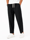 Men’s Drawstring Trousers Breathable Loose Fit Casual Summer Trousers for Coastal and Quiet Luxury Summer Vacation Style