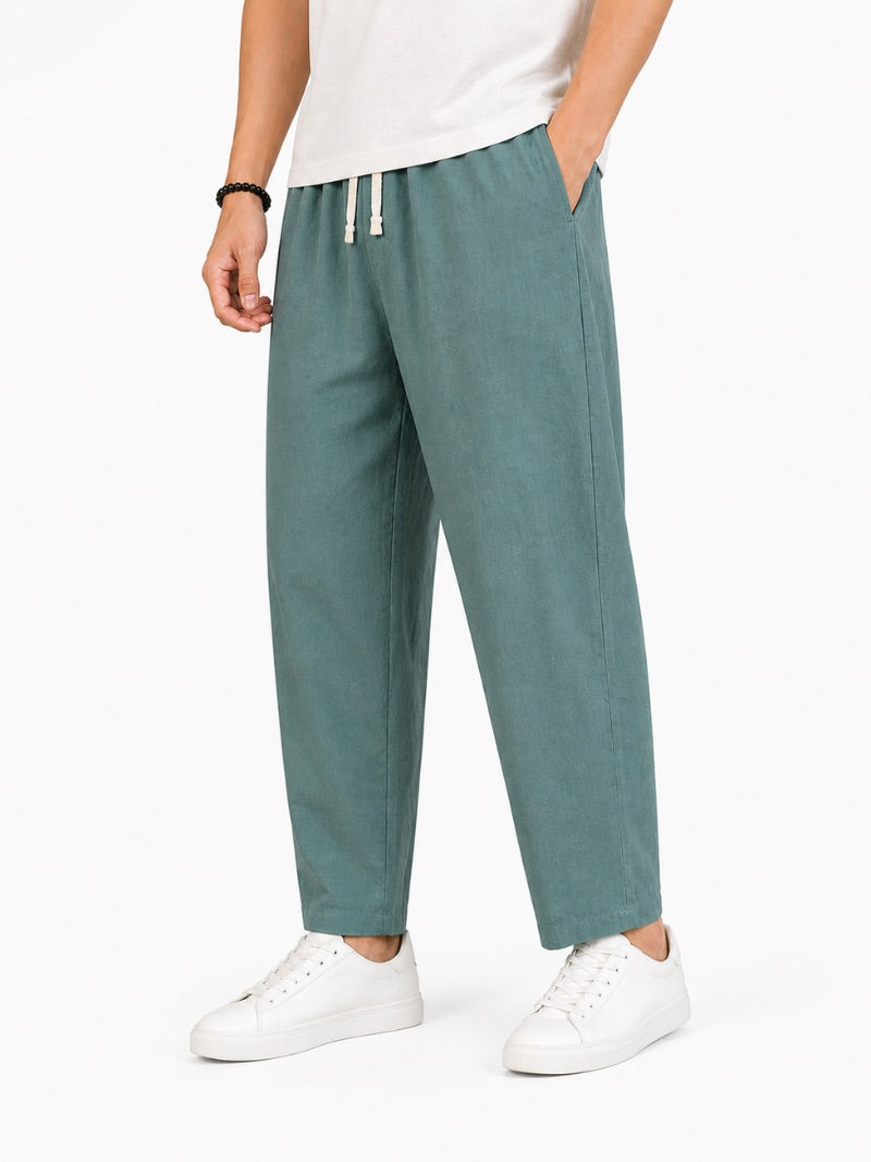 Men’s Drawstring Trousers Breathable Loose Fit Casual Summer Trousers for Coastal and Quiet Luxury Summer Vacation Style