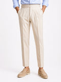 Men's High-Waisted Belted Trousers Tailored Dress Trousers for Spring Summer Business Casual, Office and Travel Wear