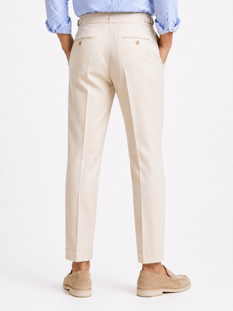 Men's High-Waisted Belted Trousers Tailored Dress Trousers for Spring Summer Business Casual, Office and Travel Wear