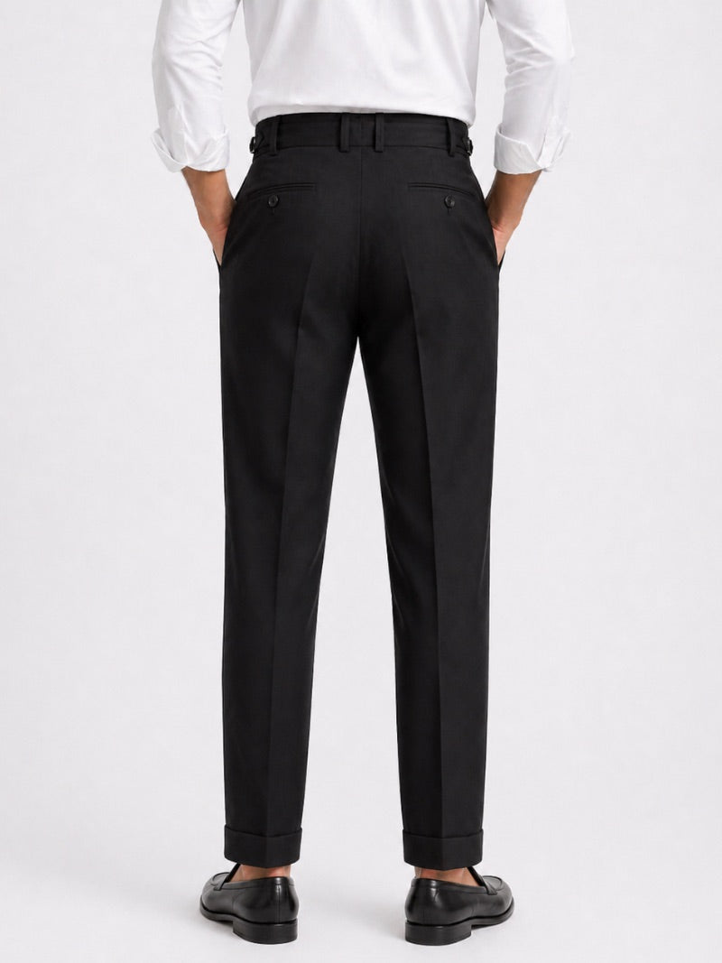 Men's High-Waisted Belted Trousers Tailored Dress Trousers for Spring Summer Business Casual, Office and Travel Wear