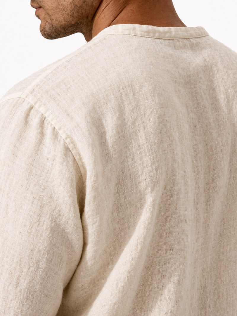 Men’s V-Neck Long Sleeve Shirt Lightweight Breathable Summer Top Casual Essential for Travel and Everyday Wear