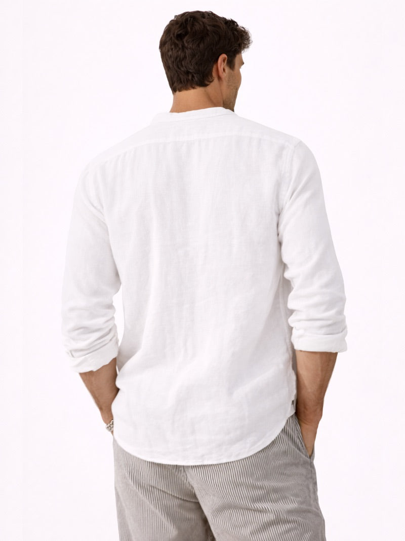 Men’s V-Neck Long Sleeve Shirt Lightweight Breathable Summer Top Casual Essential for Travel and Everyday Wear