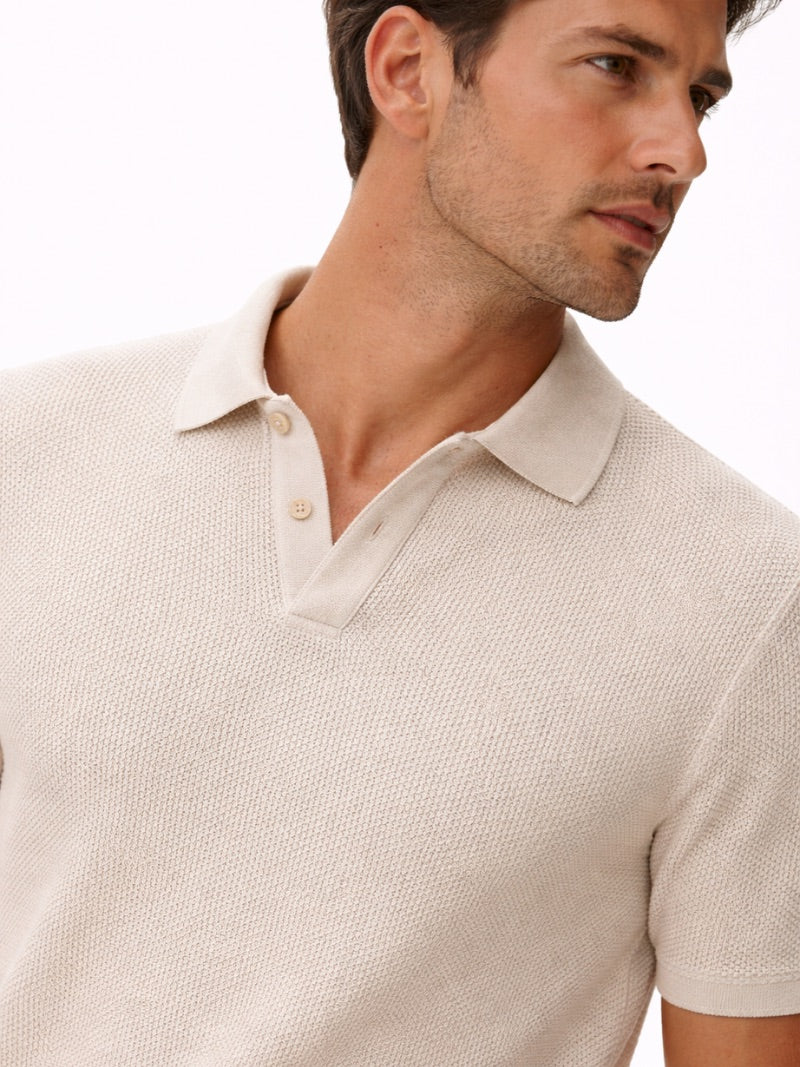 Men’s Mesh Knit Polo Shirt Lightweight Breathable Summer Top Textured Smart Casual Essential for Resort and Weekend Wear