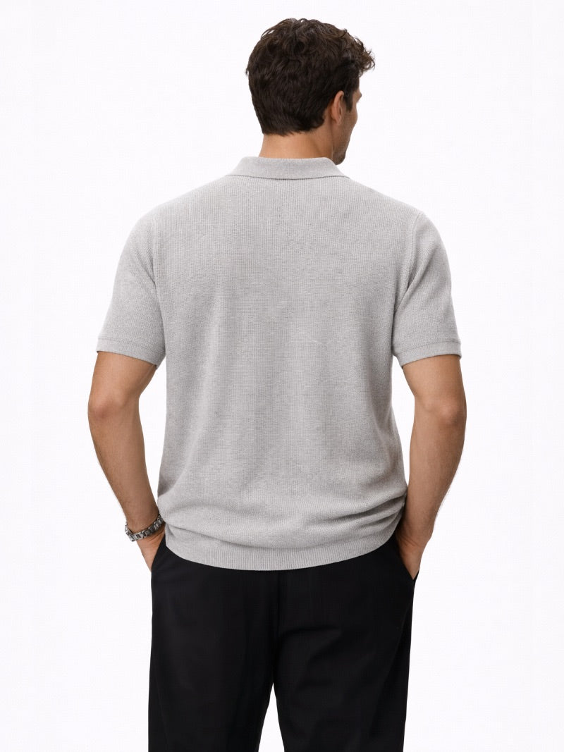 Men’s Mesh Knit Polo Shirt Lightweight Breathable Summer Top Textured Smart Casual Essential for Resort and Weekend Wear