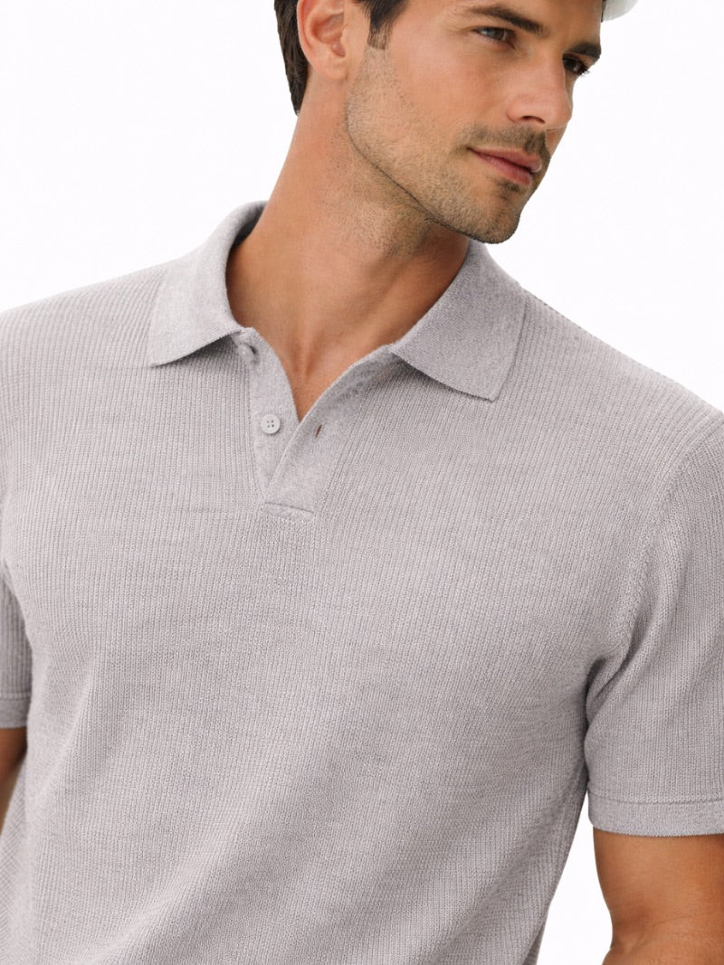 Men’s Mesh Knit Polo Shirt Lightweight Breathable Summer Top Textured Smart Casual Essential for Resort and Weekend Wear