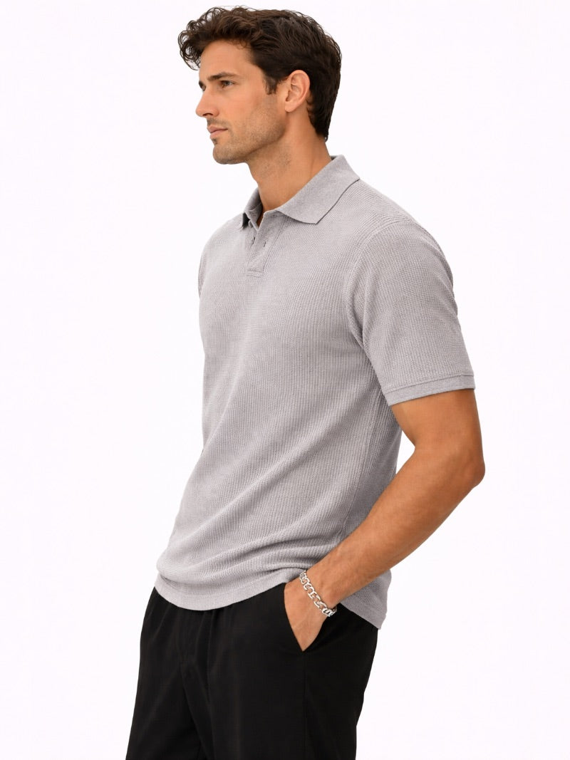 Men’s Mesh Knit Polo Shirt Lightweight Breathable Summer Top Textured Smart Casual Essential for Resort and Weekend Wear