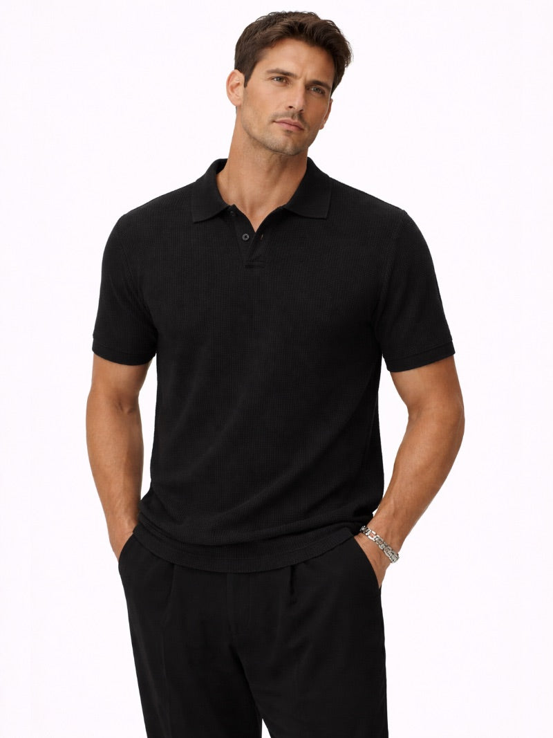 Men’s Mesh Knit Polo Shirt Lightweight Breathable Summer Top Textured Smart Casual Essential for Resort and Weekend Wear