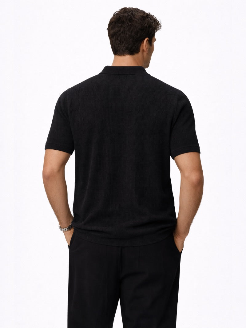 Men’s Mesh Knit Polo Shirt Lightweight Breathable Summer Top Textured Smart Casual Essential for Resort and Weekend Wear