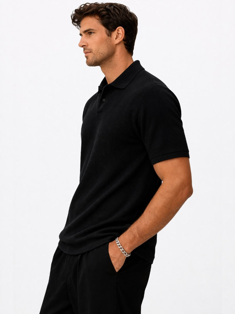 Men’s Mesh Knit Polo Shirt Lightweight Breathable Summer Top Textured Smart Casual Essential for Resort and Weekend Wear