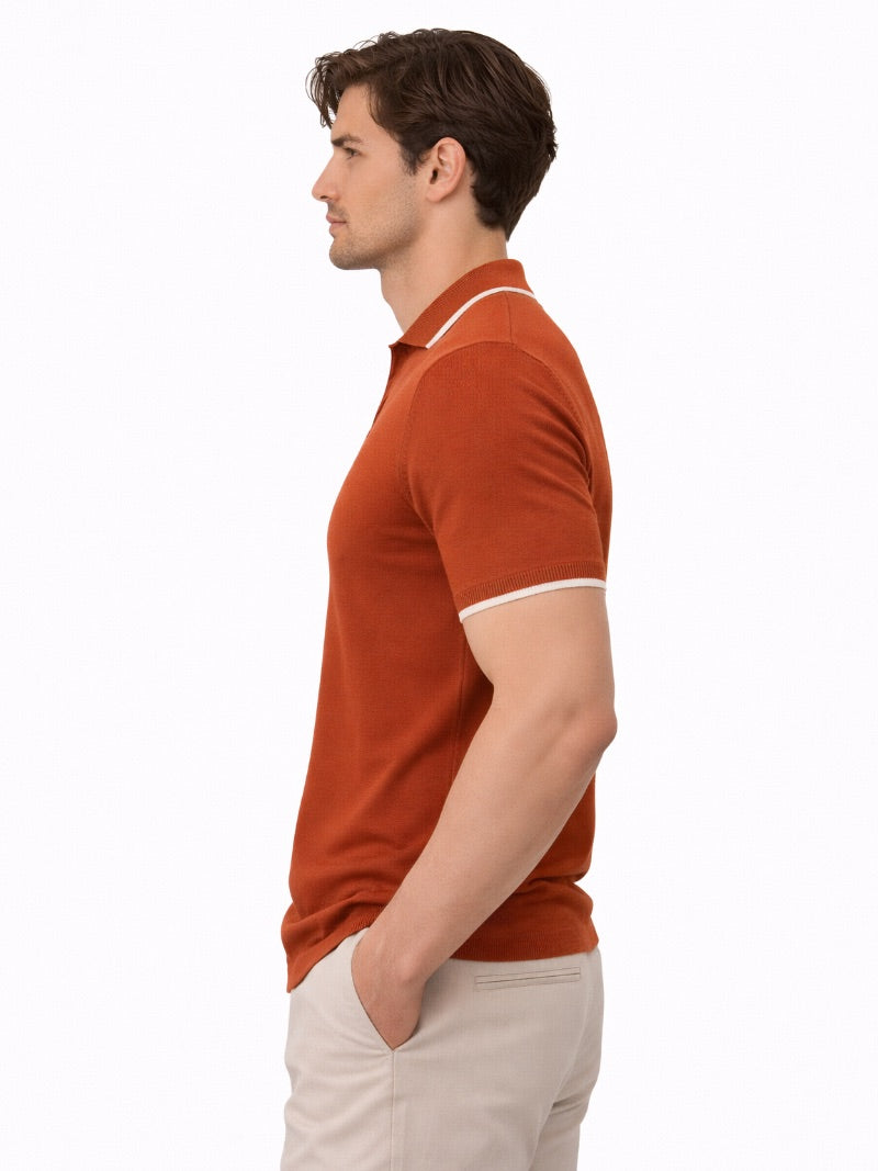 Men’s Johnny Collar Knit Polo Shirt Buttonless Lightweight Smart Casual Jumper Polo Refined Summer Top for Weekend Wear